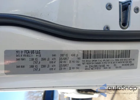 2018 Jeep Compass Latitude 4X4 z USA, uszkodzony, nr VIN 3C4NJDBB5JT401685